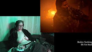 Naked Alan Wake 2 play through continues in part 11 with big natural tits brunette model