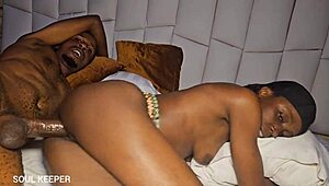 Vera bends over for intense doggystyle pounding with ebony lover using vibrator on her petite pussy