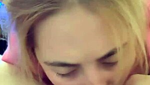 blonde babe in hoodie gets rough deepthroat face fucking with gagging spit till cumshot in mouth 😏 european homemade fetish