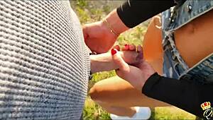 When the car broke down, Maria Kalos got into REAL PUBLIC SEX with that huge cock.