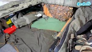 I love fingering my wet pussy as a big-boobed soldier girl alone in my quarters, reaching orgasm solo.