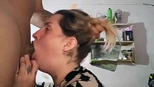 Hey, check out this blonde amateur getting addicted to sucking and swallowing hot jizz in deepthroat action.