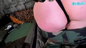 I love fingering my wet pussy as a big-boobed soldier girl alone in my quarters, reaching orgasm solo.