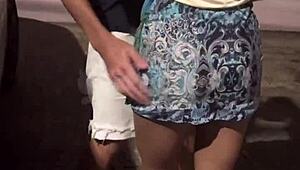 married woman meets two young guys at the club, acts up in front of her husband, takes them to the car, then they hang out on the street complete red