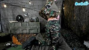 I love fingering my wet pussy as a big-boobed soldier girl alone in my quarters, reaching orgasm solo.