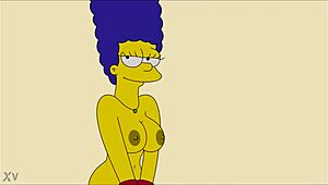 Marge Simpson Boldly Strips Naked Revealing Big Tits in Hentai Photoshoot