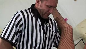 i love how this blonde with big boobs, michelle thorne, sucks and fucks passionately in her sexy fishnets