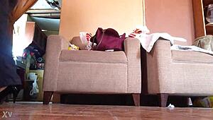 I love strutting in my black high heels as a shemale...