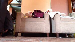 I love strutting in my black high heels as a shemale...