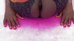 check out my wet pussy flashing during this early morning workout session