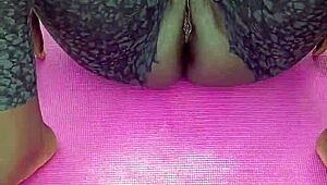 check out my wet pussy flashing during this early morning workout session
