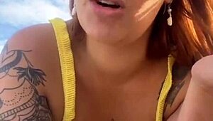 Bikini Fiercely Splits Swollen Pussy Lips in Bold Beach Flash!