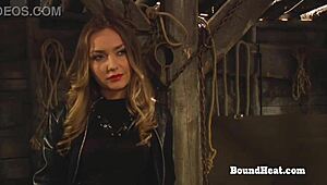 Horny Dominant Lesbian Madame Gropes and Dominates Big Natural Tits of Submissive Slave