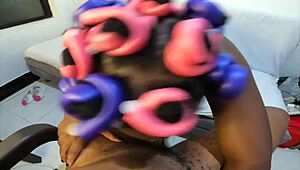 naughty soft curlers girl playing with my big tits... my dick sucking lips is absolutely perfect for your cock 😈 - jhodez1