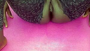 check out my wet pussy flashing during this early morning workout session