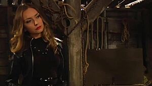 Horny Dominant Lesbian Madame Gropes and Dominates Big Natural Tits of Submissive Slave