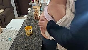 oh man, the stepdaughter gets a surprise from her father-in-law during breakfast.