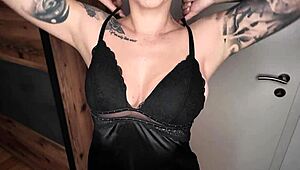 European fetish play with tight wet pussy and pierced nipples leads to hot footjob action.