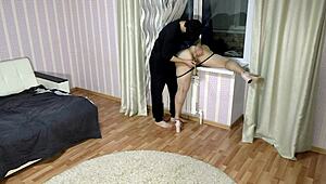 Hey, that mature milf is getting fucked right there at home on the windowsill, you know?