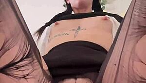 Petite Teen Wednesday Addams Displays Big Round Ass Bouncing On Huge Dildo In Solo Masturbation With Toys