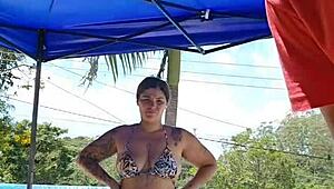 Hey did you see this married couple with her big ass flashing in the pool like exhibitionists