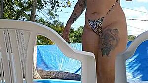 Hey did you see this married couple with her big ass flashing in the pool like exhibitionists