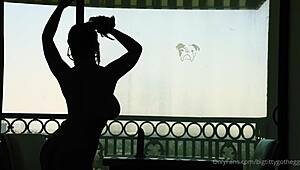 Oh man, that goth chick with big tits rides her silhouette dildo solo 😈