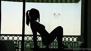 Oh man, that goth chick with big tits rides her silhouette dildo solo 😈