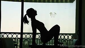 Oh man, that goth chick with big tits rides her silhouette dildo solo 😈