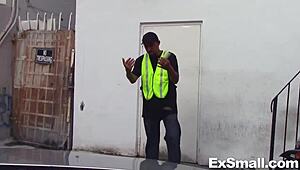 Joseline Kelly deepthroats big cock outdoors. Petite teen gets hardcore fucked by stranger in public.