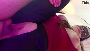 latina wife in leggings meets neighbor for a casual exchange