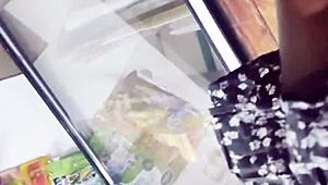 i caught that quick upskirt view in the store while she shopped