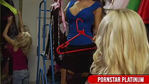 Slim babes lou lou dominate with big tits and muscular body in rough homemade action