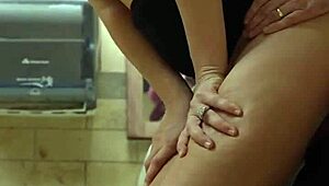 Leaky pussy explodes in public restroom with huge creampie!