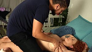 i love how this sexy redhead gets massaged and masturbates until she cums hard