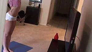 Pervs on patrol catch Rina Ryder in yummy yoga stretching before skinny teen blowjob in car