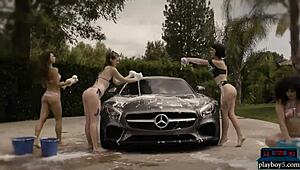 Ever Wonder How Playboy Babes In Bikinis Make Washing A Mercedes AMG GT So Tempting Outdoors?
