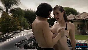 Ever Wonder How Playboy Babes In Bikinis Make Washing A Mercedes AMG GT So Tempting Outdoors?