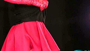 Housewife Dirty Talk With Leather Gloves And Upskirt Tease