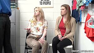 shoplifter ashley lane gets caught in the office, then bends over for hard doggystyle fucking with spanking and choking from behind.