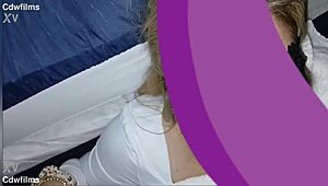 Oh man, this pretty young 18+ petite tatted white girl lets me cum on her face after a quick blowjob, it's so hot.