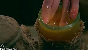 honey dives into erotic art with paul black using toys for kinky masturbation.