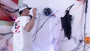 hot colombian milf catches a guy at halloween party and rides his monster cock hard in cowgirl and doggystyle 🔥🎃