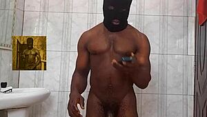 Pornashubby masturbates solo in bathroom after rounds with sugar mummy!