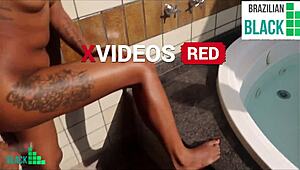 Suruba party in the hot tub with those hot ebony Brazilian girls sucking huge black cocks