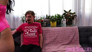 imagine a femdom teasing that shy loser's cock slowly with her flawless tits, building his desperation