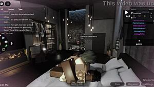 White bitch takes on big black cock in Roblox condo scene