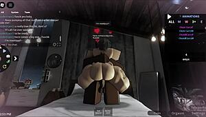 White bitch takes on big black cock in Roblox condo scene