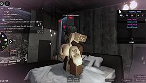 White bitch takes on big black cock in Roblox condo scene