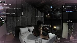 White bitch takes on big black cock in Roblox condo scene